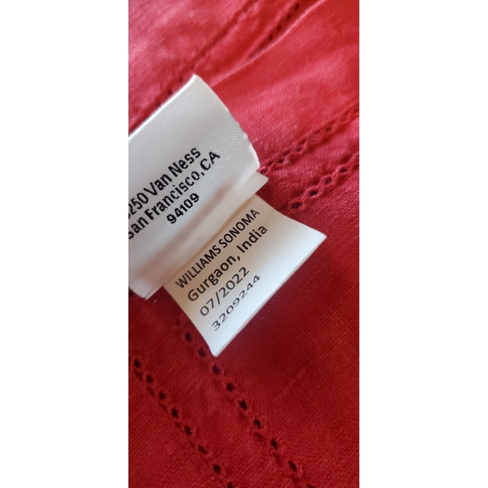 Williams Sonoma 100% Linen Table Runner Rectangle‎ 16 X 104 Red - Picture 6 of 8